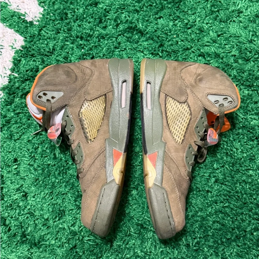 NIKE AIR JORDAN V 5 RETRO LS ARMY OLIVE GREEN ORANGE UNDEFEATED